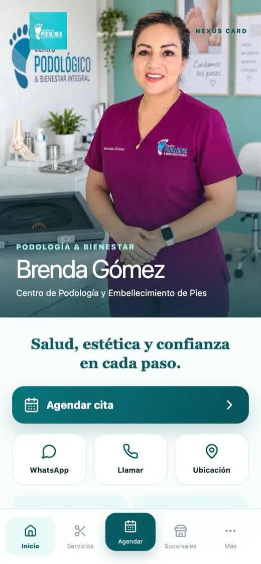 Nexus Card de Brenda Gómez, podología